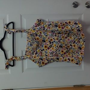 NWT - Old Navy Floral Tie Shoulder Peplum Top